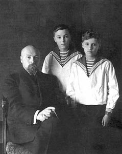 Nicholas K. Roerich with his sons George and Svetoslav